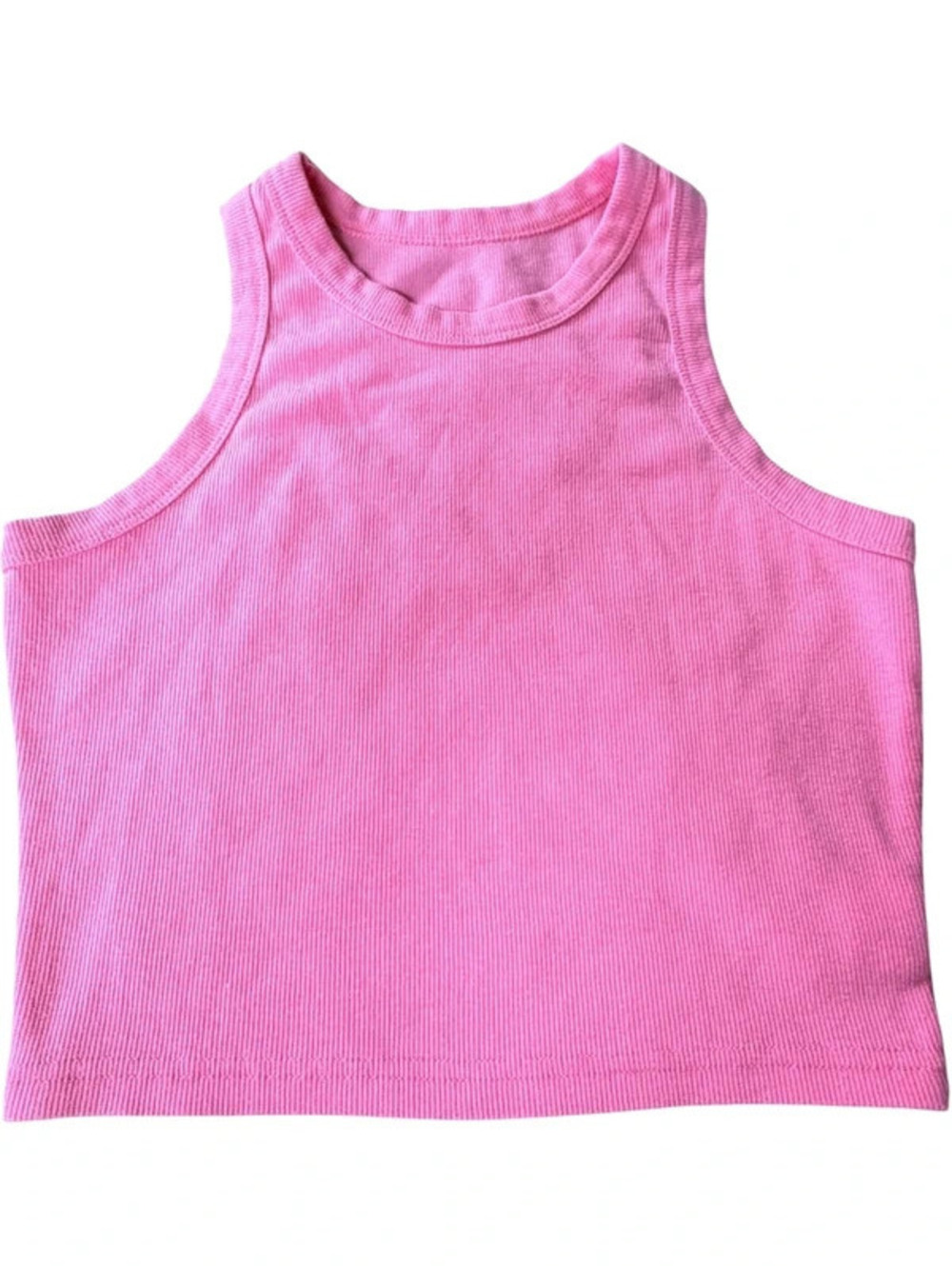 Women’s pink ribbed cropped tank top size S 2159